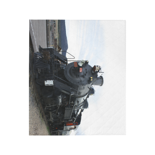 Railroad Vintage Steam Engine on Train Tracks Quilt 50"x60"