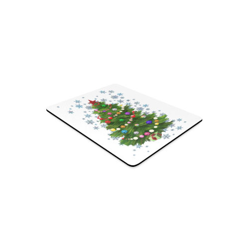 Snowflakes and Christmas Tree with Red Star Rectangle Mousepad