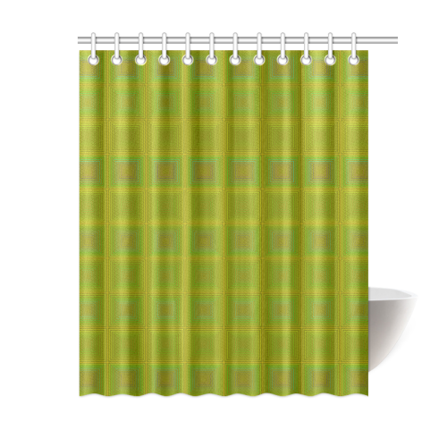 Olive green gold multicolored multiple squares Shower Curtain 60"x72"