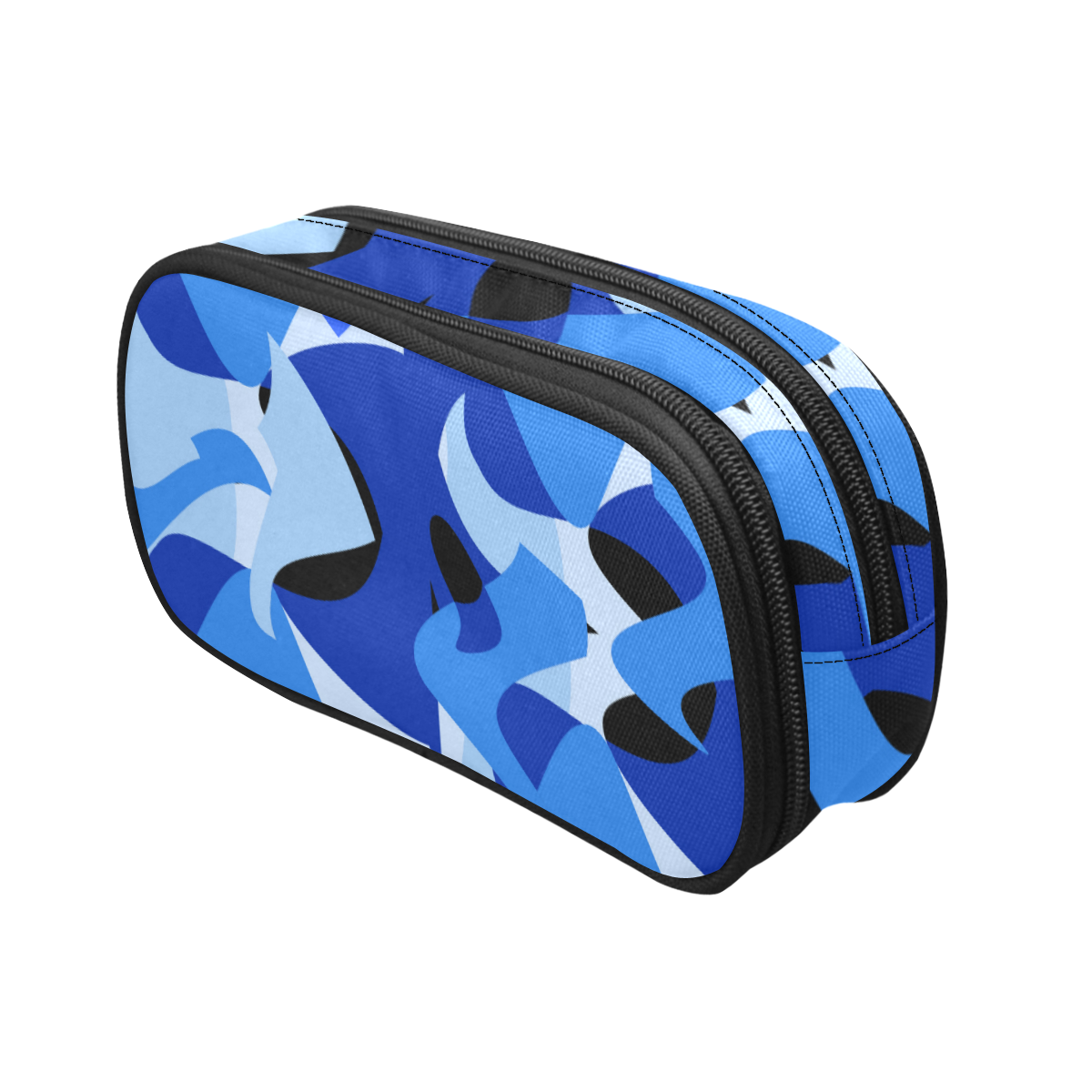 Camouflage Abstract Blue and Black Pencil Pouch/Large (Model 1680)