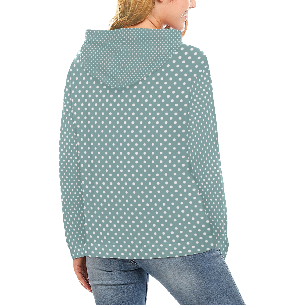 Silver blue polka dots All Over Print Hoodie for Women (USA Size) (Model H13)