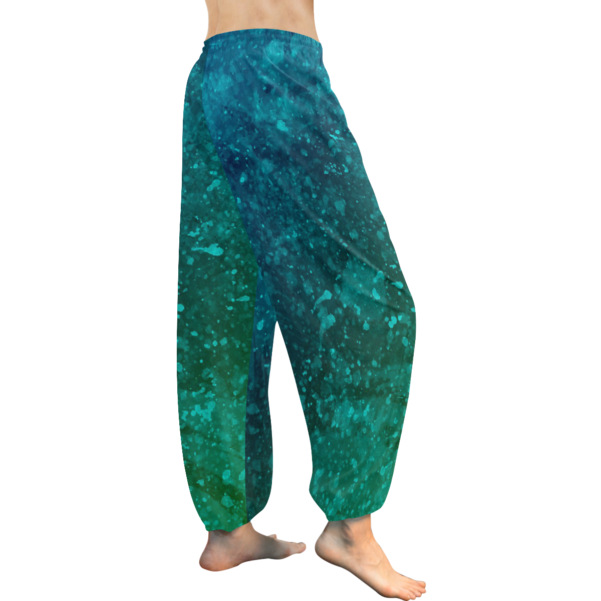 Blue and Green Abstract Women's All Over Print Harem Pants (Model L18)