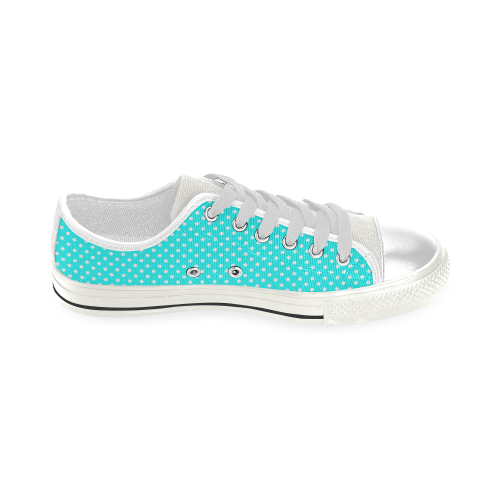 Baby blue polka dots Low Top Canvas Shoes for Kid (Model 018)