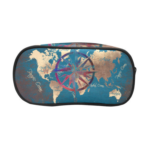 world map wind rose #map #worldmap Pencil Pouch/Large (Model 1680)