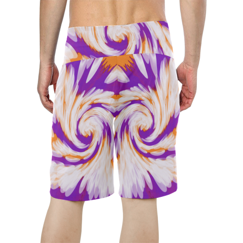 Purple Orange Tie Dye Swirl Abstract Men's All Over Print Board Shorts (Model L16)