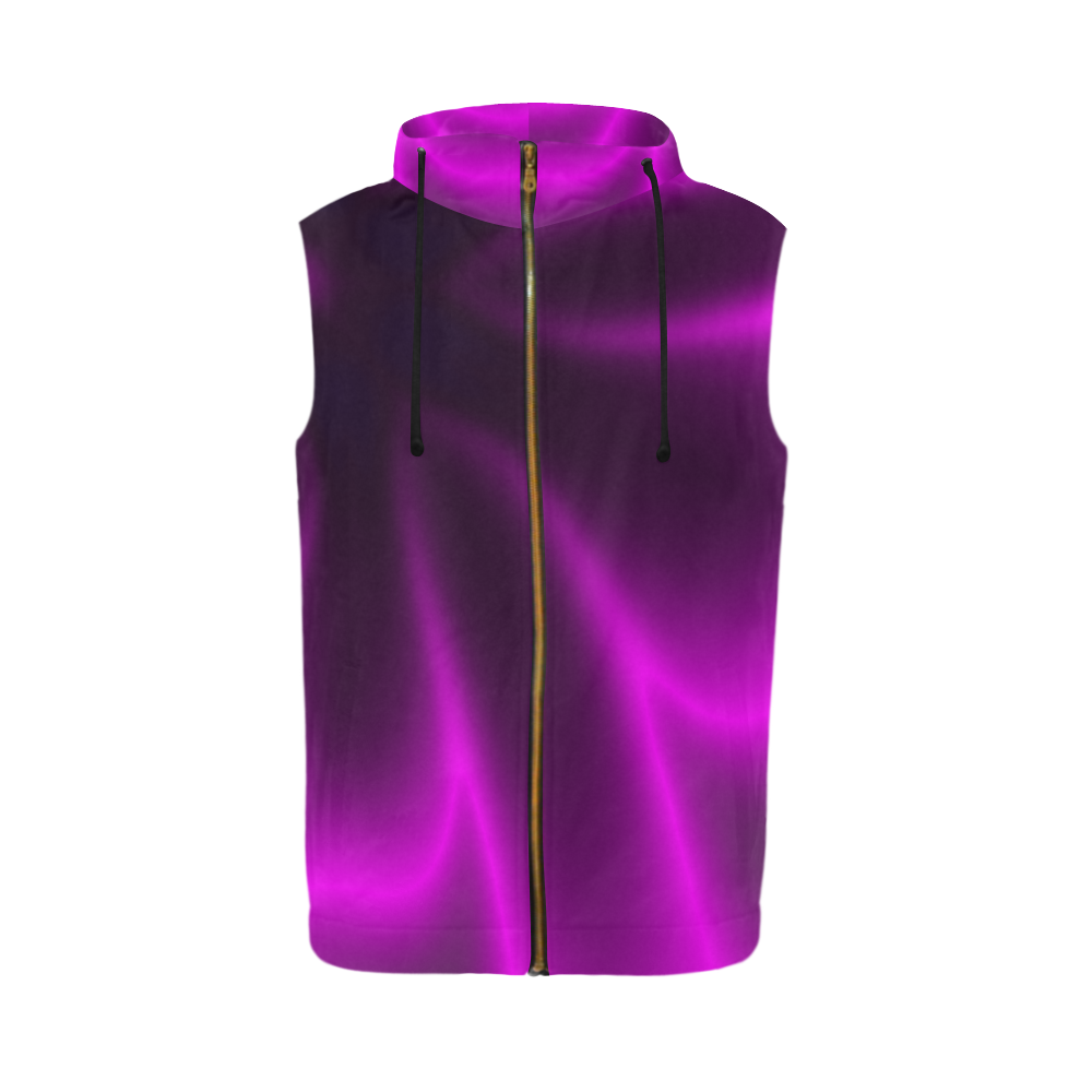 Purple Blossom All Over Print Sleeveless Zip Up Hoodie for Men (Model H16)