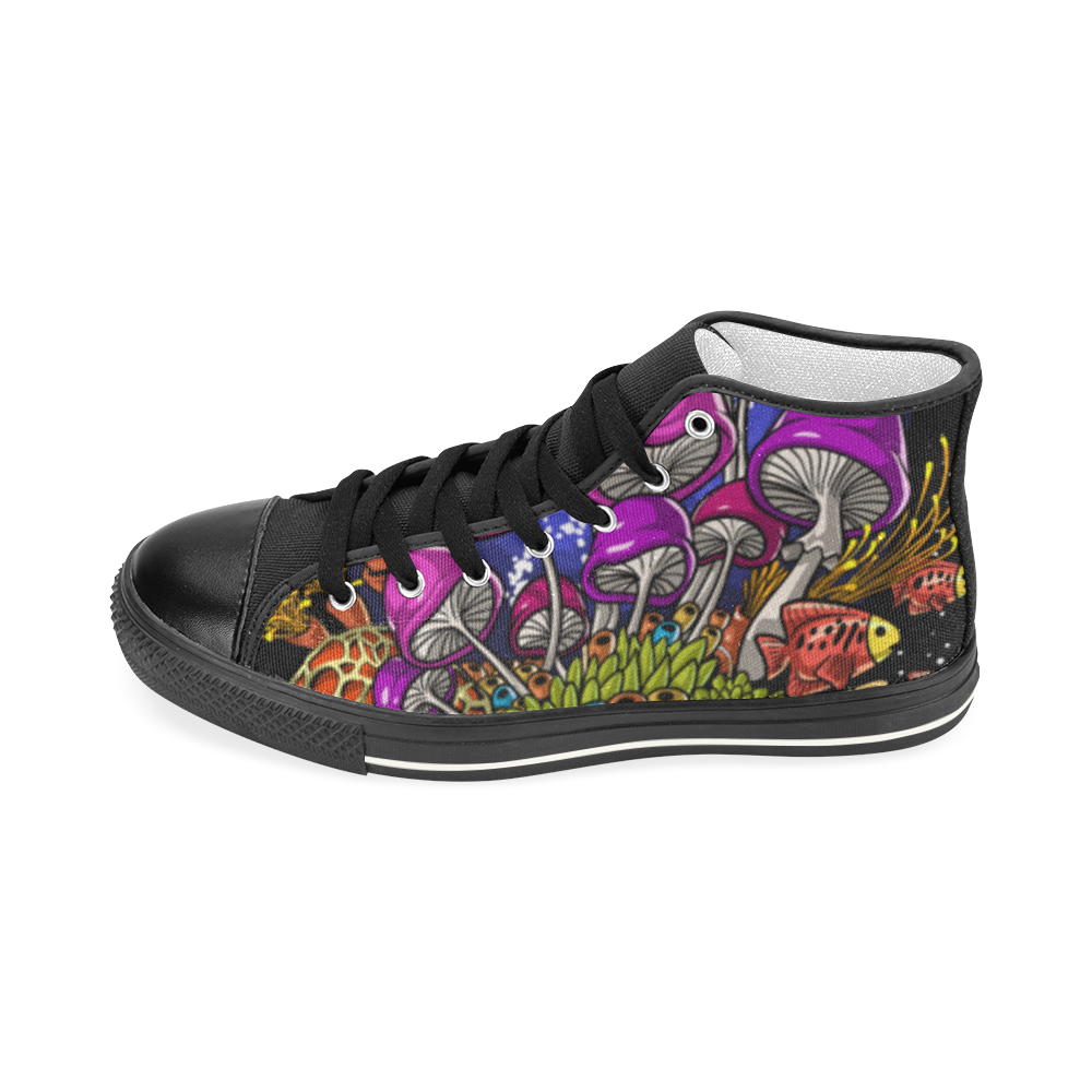 Ocean Psychedelic Magic Mushrooms Shoes Women's Classic High Top Canvas Shoes (Model 017)