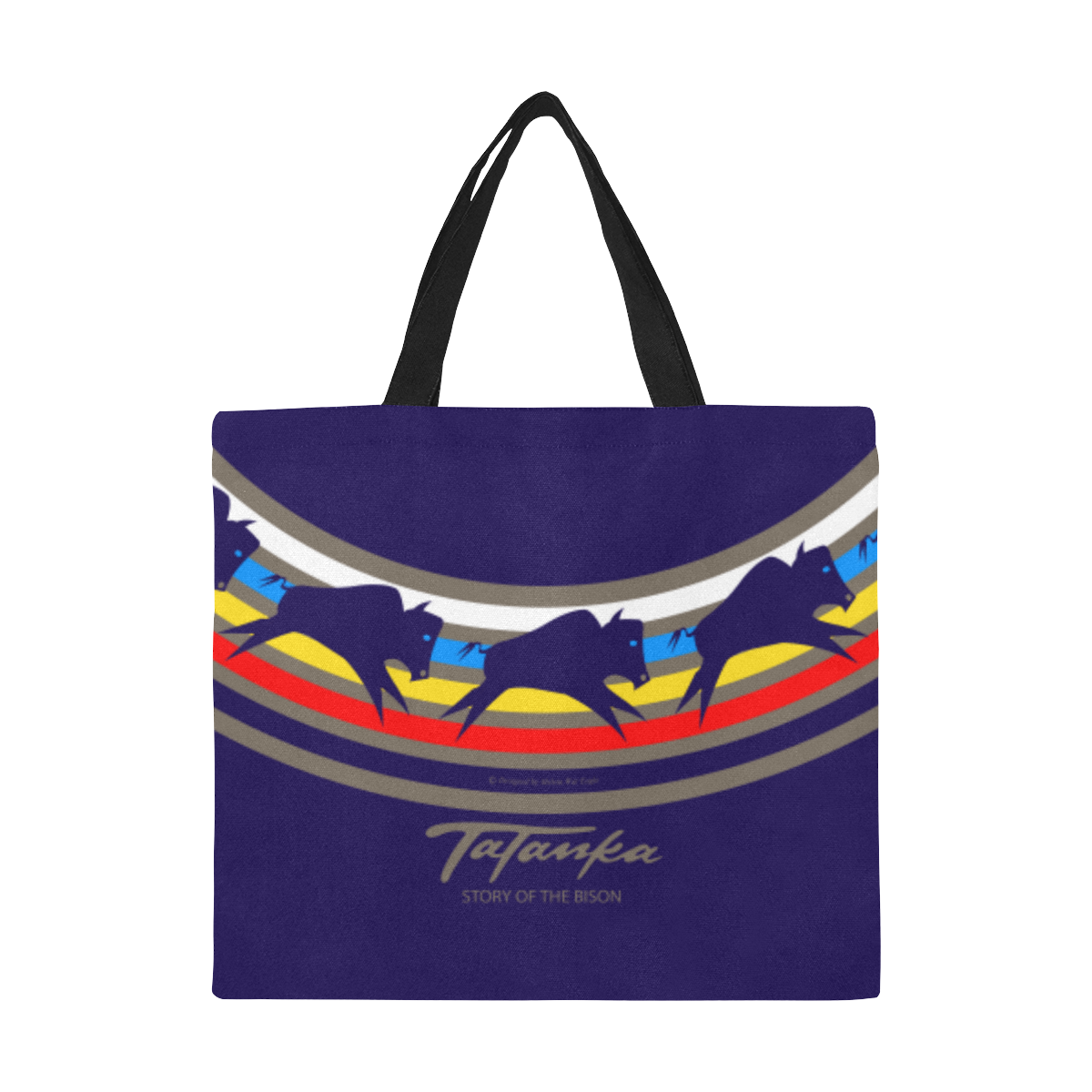 TaTanka Story of the Bison Blue All Over Print Canvas Tote Bag/Large (Model 1699)