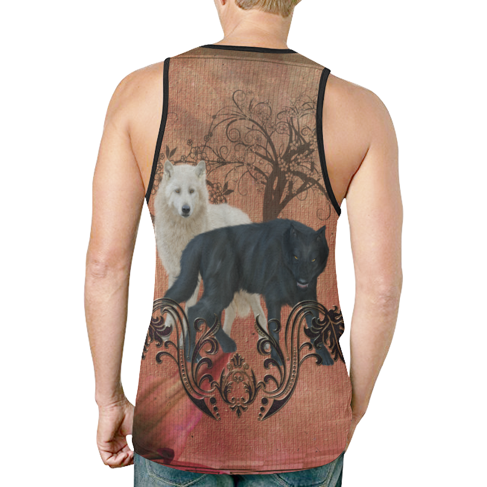 Awesome black and white wolf New All Over Print Tank Top for Men (Model T46)