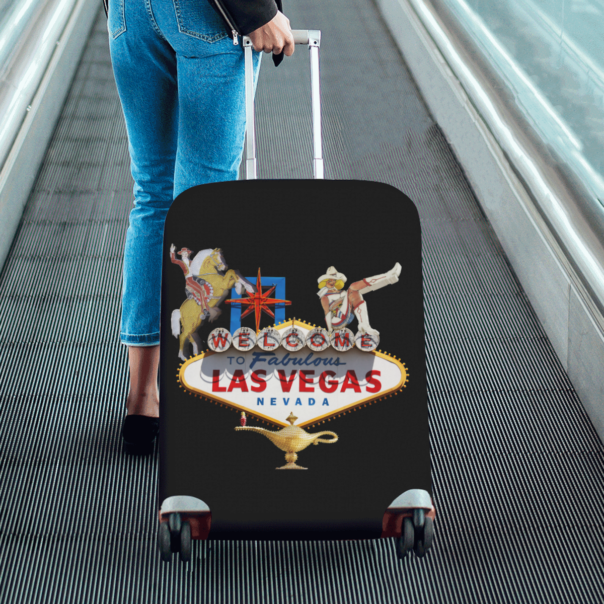 Las Vegas Welcome Sign Luggage Cover/Medium 22"-25"