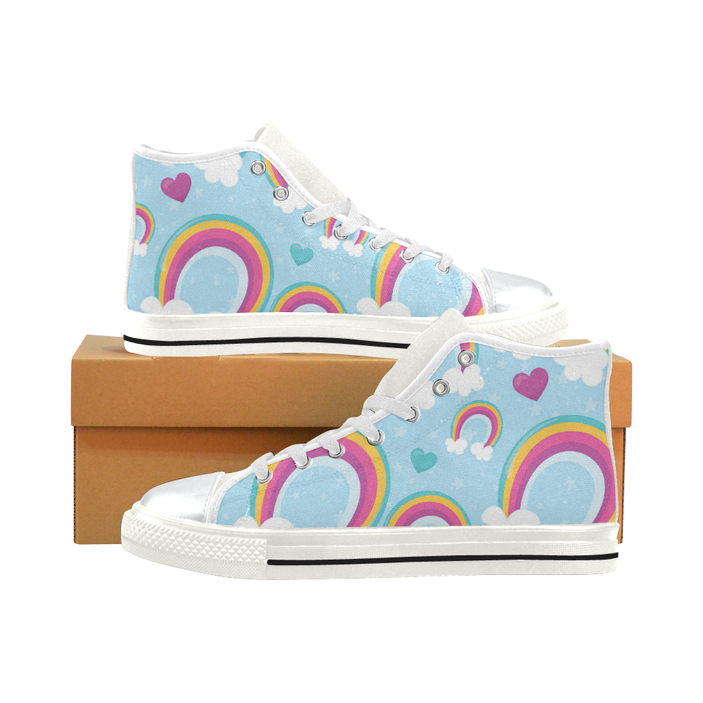 Rainbow Sky High Top Canvas Women's Shoes/Large Size (Model 017)