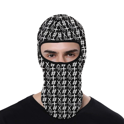 NUMBERS Collection Symbols White/Black All Over Print Balaclava