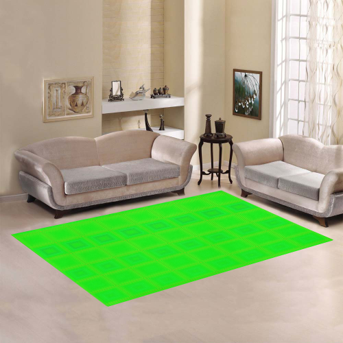 Green multicolored multiple squares Area Rug7'x5'