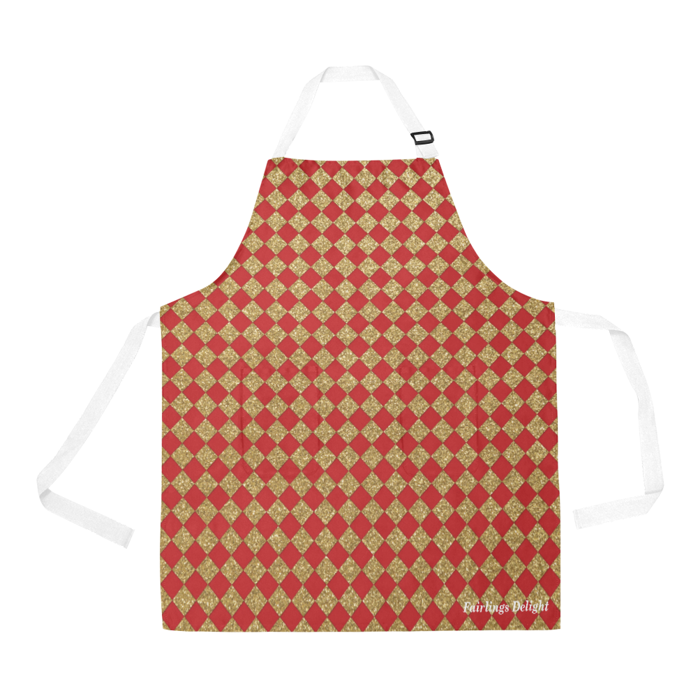 Fairlings Delight's Royal Collection- Golden Red Diamonds 3086 All Over Print Apron