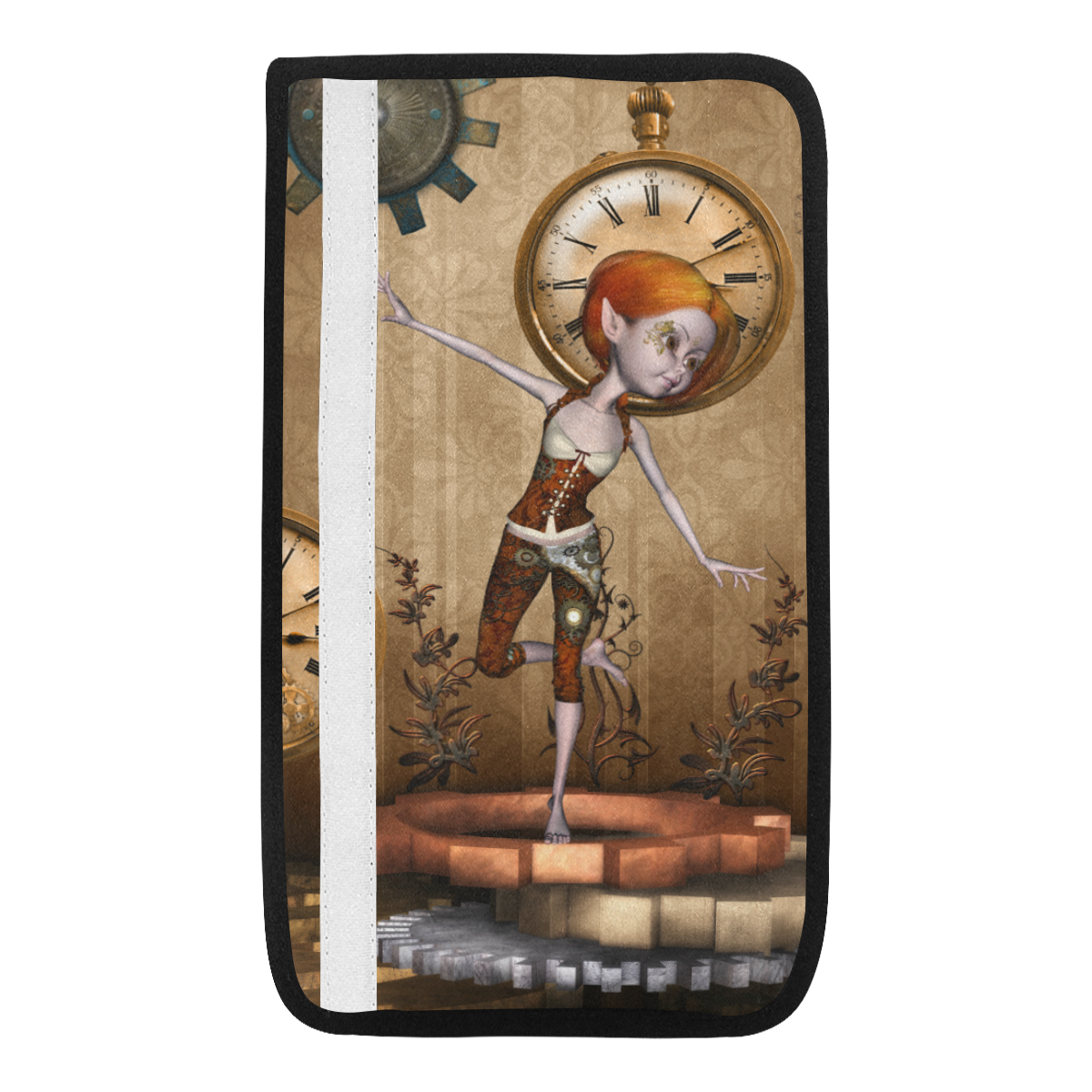 Steampunk girl, clocks and gears Car Seat Belt Cover 7''x12.6''