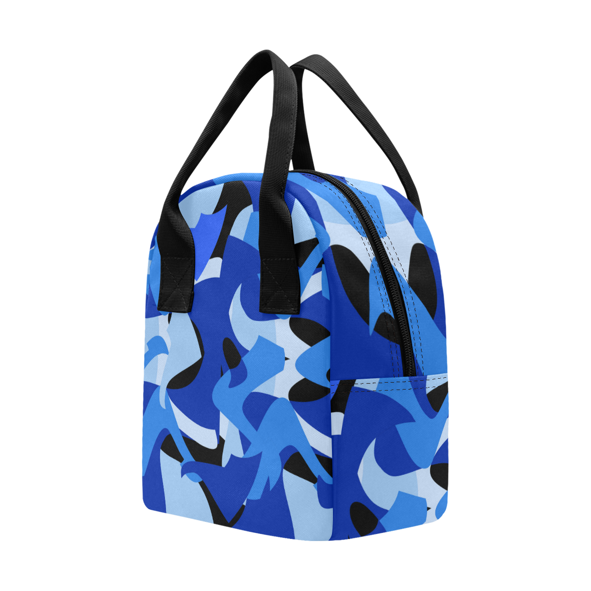 Camouflage Abstract Blue and Black Zipper Lunch Bag (Model 1689)