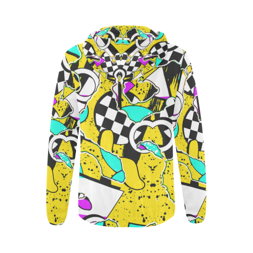 Shapes on a yellow background All Over Print Full Zip Hoodie for Women (Model H14)