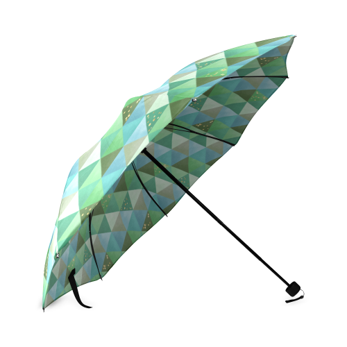 Triangle Pattern - Green Teal Khaki Moss Foldable Umbrella (Model U01)