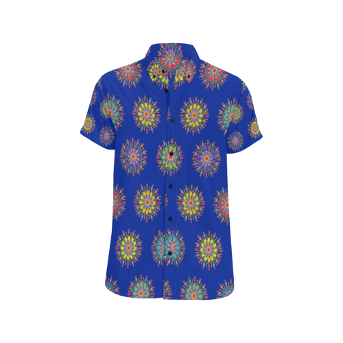 Circles Royal blue Men's All Over Print Short Sleeve Shirt/Large Size (Model T53)
