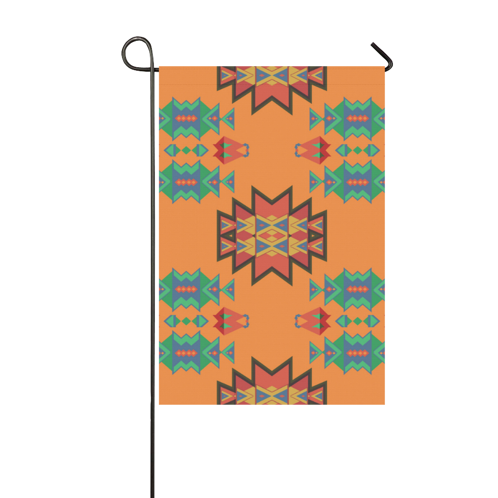 Misc shapes on an orange background Garden Flag 12‘’x18‘’（Without Flagpole）