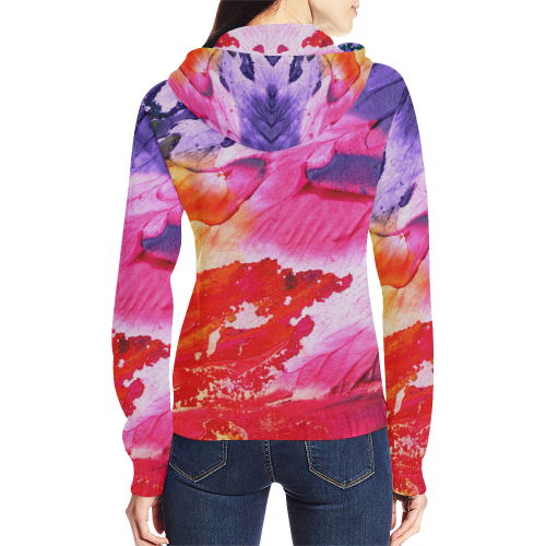 Red purple paint All Over Print Full Zip Hoodie for Women (Model H14)