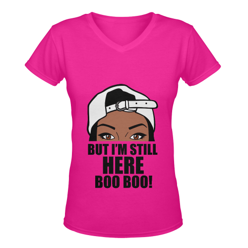 Still Here Boo Boo Pink Women's Deep V-neck T-shirt (Model T19)