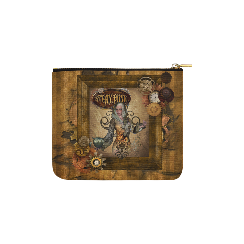 Steampunk lady with owl Carry-All Pouch 6''x5''