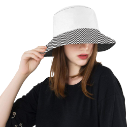 Elegant White & Black Chevron All Over Print Bucket Hat