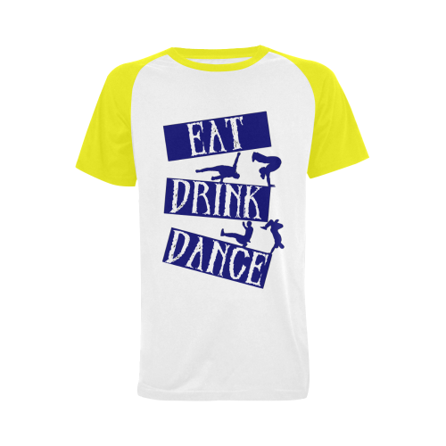 Break Dancing Blue / Yellow Men's Raglan T-shirt Big Size (USA Size) (Model T11)