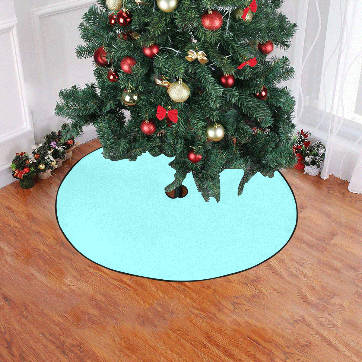 color ice blue Christmas Tree Skirt 47" x 47"