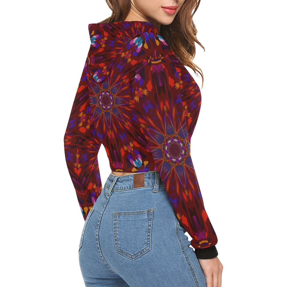 Blossom All Over Print Crop Hoodie for Women (Model H22)