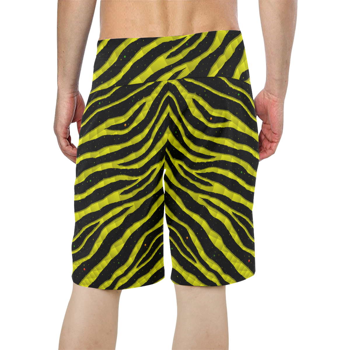 Ripped SpaceTime Stripes - Yellow Men's All Over Print Board Shorts (Model L16)