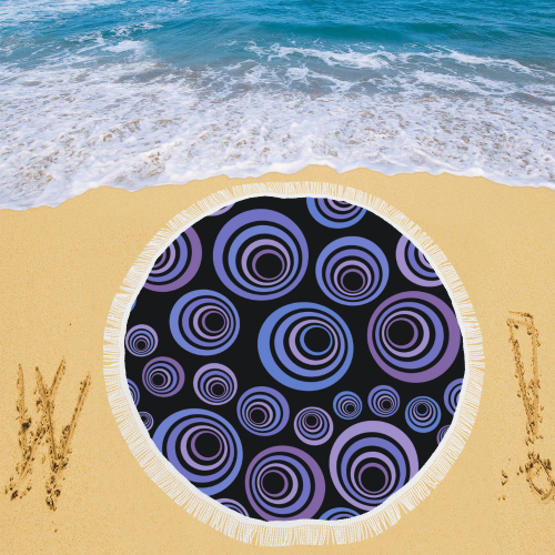 Retro Psychedelic Ultraviolet Pattern Circular Beach Shawl 59"x 59"