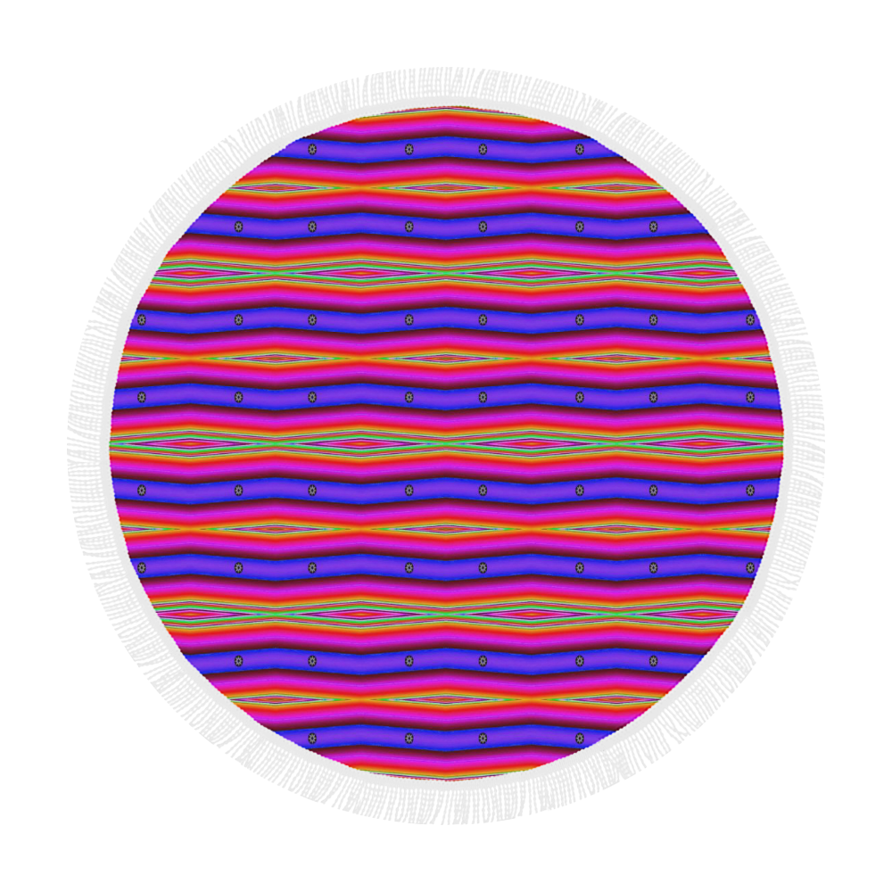 Bright Pink Purple Stripe Abstract Circular Beach Shawl 59"x 59"