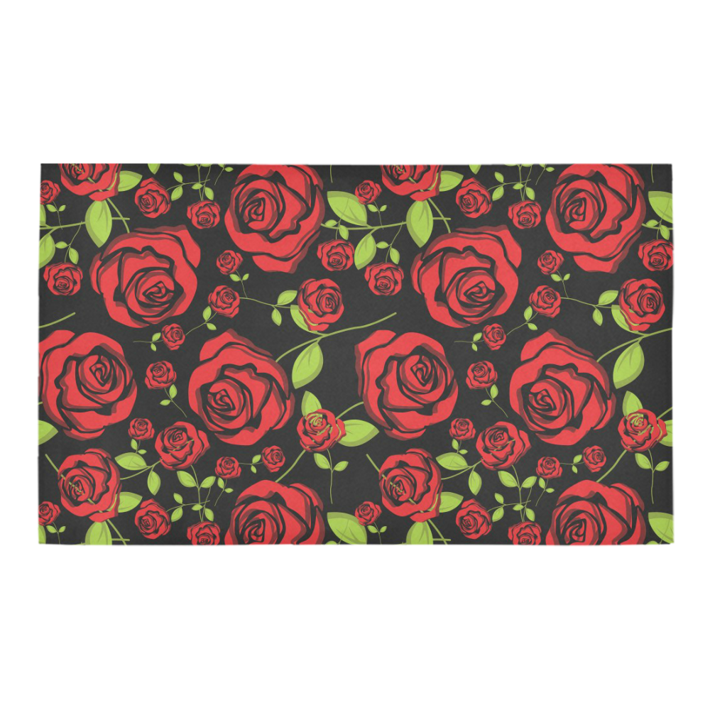 Red Roses on Black Azalea Doormat 30" x 18" (Sponge Material)