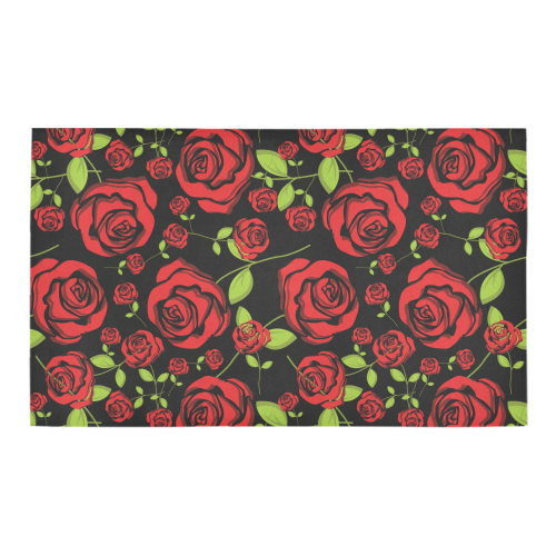 Red Roses on Black Azalea Doormat 30" x 18" (Sponge Material)