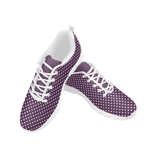 Burgundy polka dots Women's Breathable Running Shoes/Large (Model 055)
