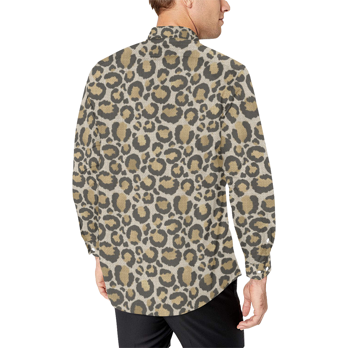 Linen Large Cheetah Animal Print Men's All Over Print Casual Dress Shirt (Model T61)