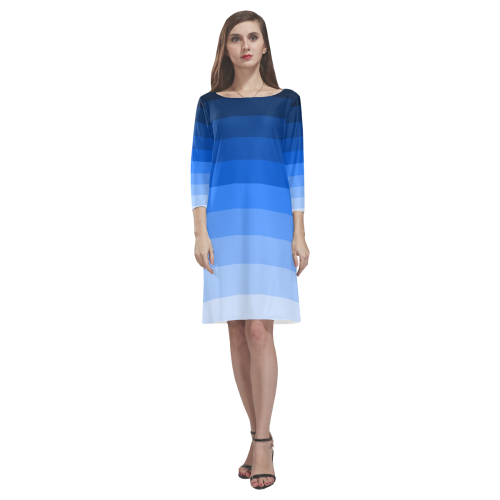 Blue stripes Rhea Loose Round Neck Dress(Model D22)