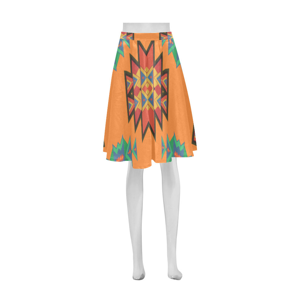 Misc shapes on an orange background Athena Women's Short Skirt (Model D15)