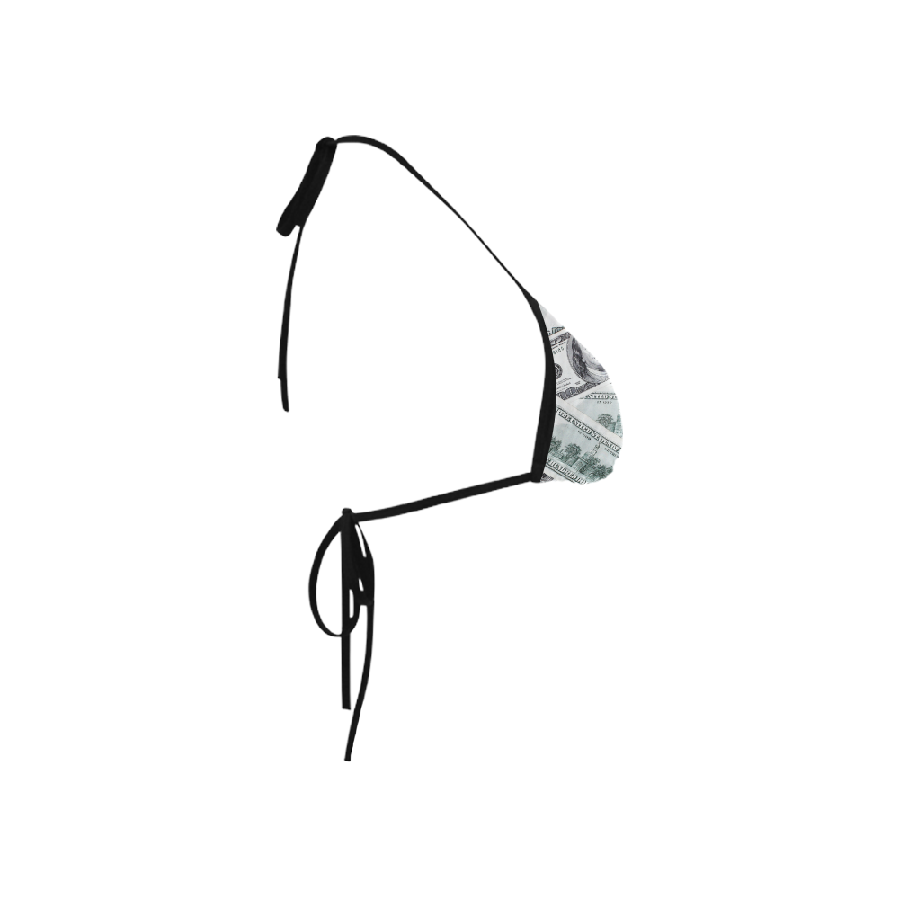 Cash Money / Hundred Dollar Bills Black Strap Custom Bikini Swimsuit Top