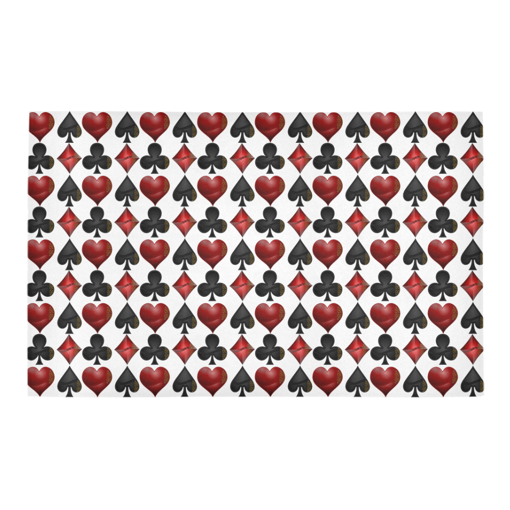 Las Vegas Black and Red Casino Poker Card Shapes on White Bath Rug 20''x 32''