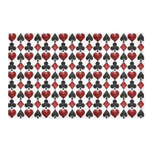 Las Vegas Black and Red Casino Poker Card Shapes on White Bath Rug 20''x 32''