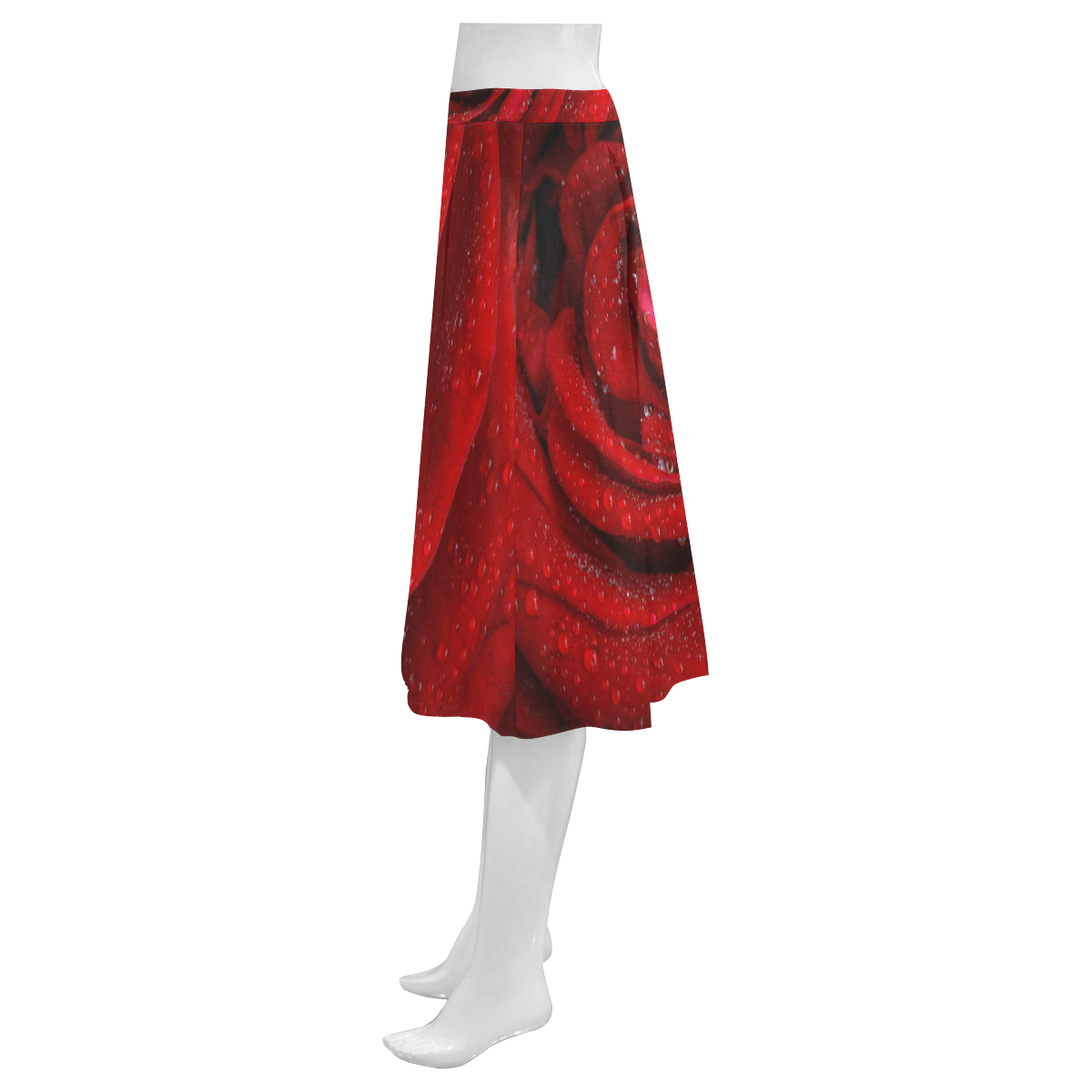 Red rosa Mnemosyne Women's Crepe Skirt (Model D16)