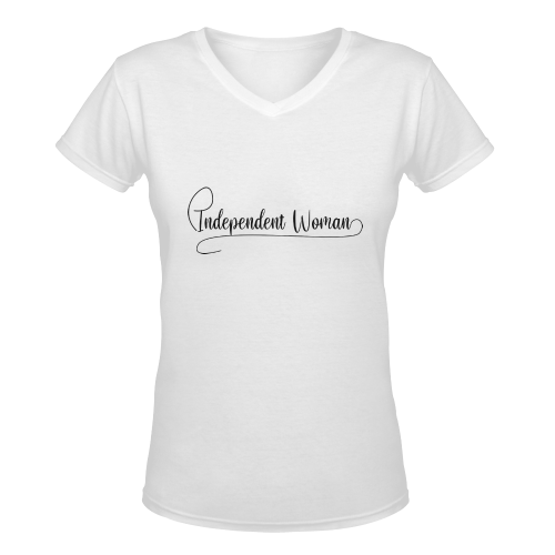 Independent woman small letters Women's Deep V-neck T-shirt (Model T19)