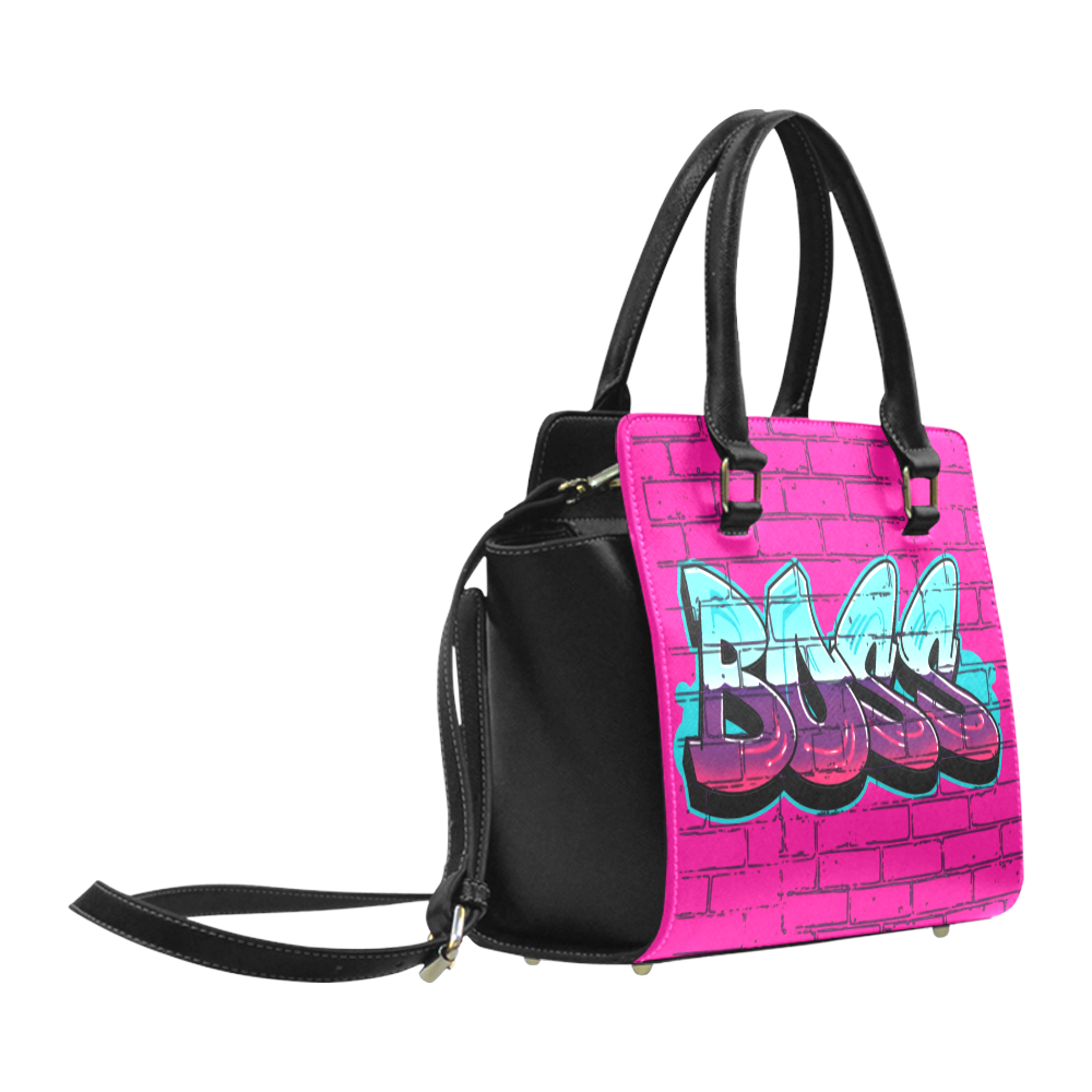 Boss Graffiti Brick Hot Pink Classic Shoulder Handbag (Model 1653)