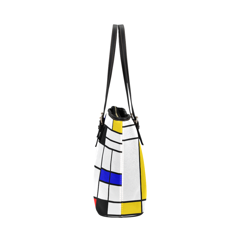 Bauhouse Composition Mondrian Style Leather Tote Bag/Small (Model 1651)