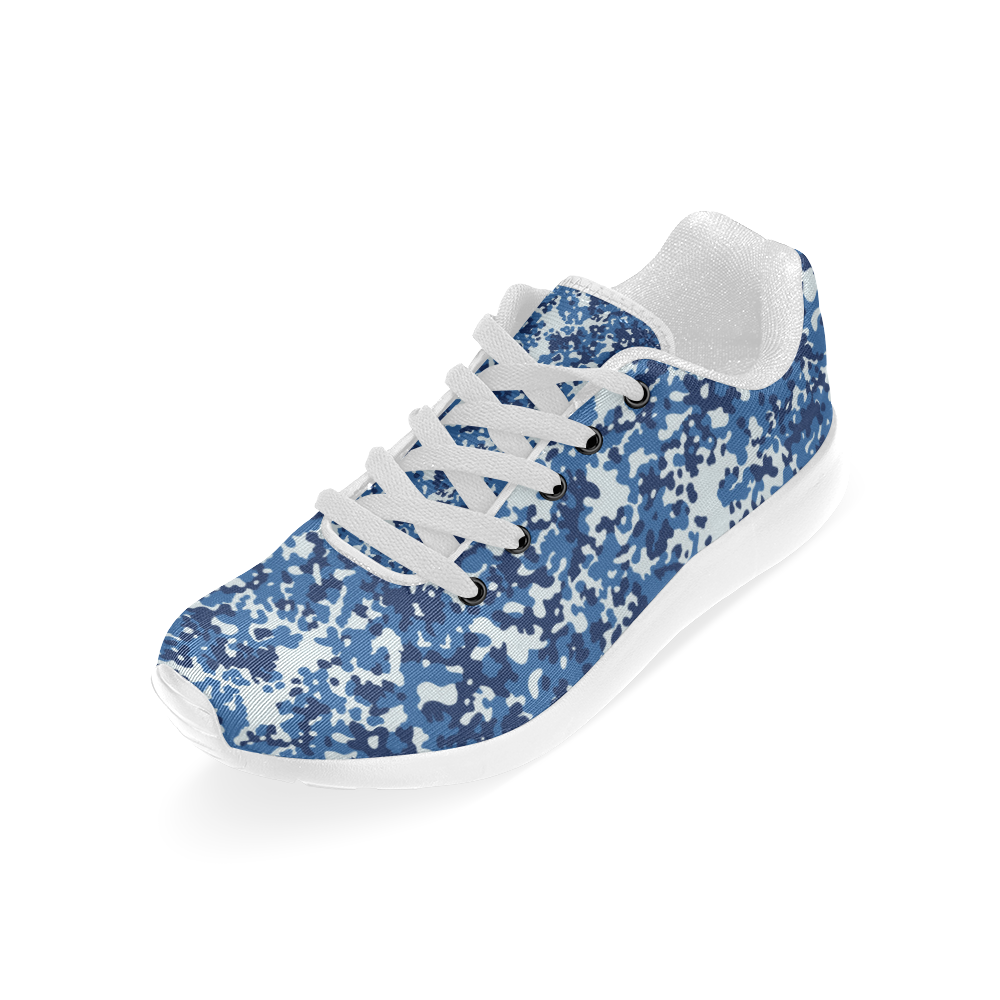 Digital Blue Camouflage Kid's Running Shoes (Model 020)