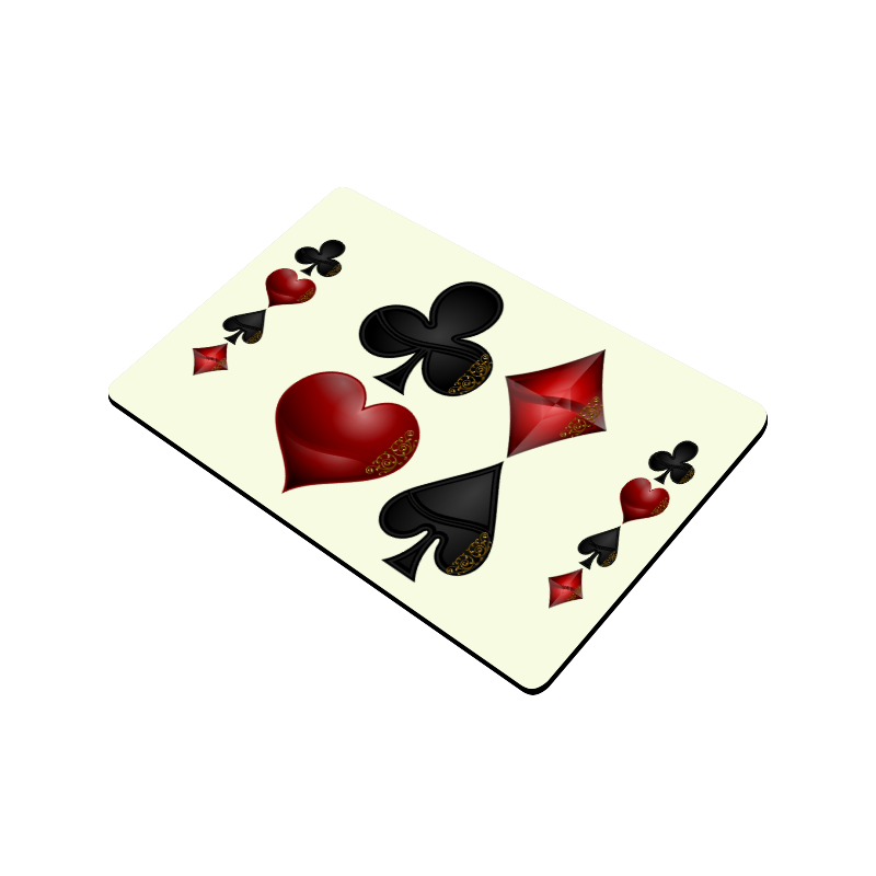 Las Vegas Black and Red Casino Poker Card Shapes on Yellow Doormat 24"x16"