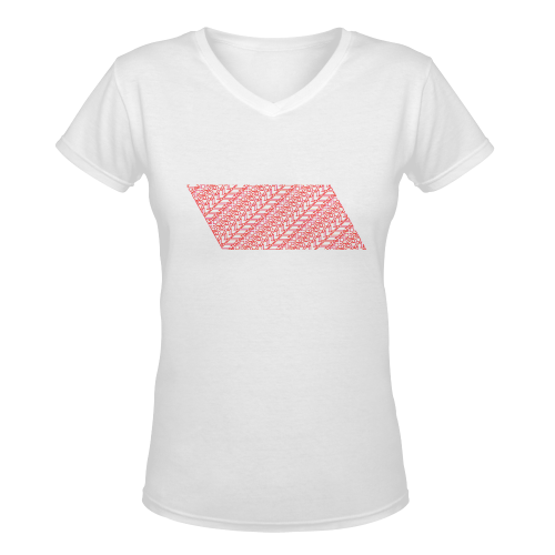 NUMBERS Collection 1234567 (Flag) RednPink Women's Deep V-neck T-shirt (Model T19)